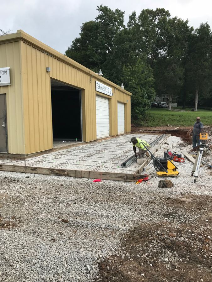 Metal commercial building under construction for a fire department